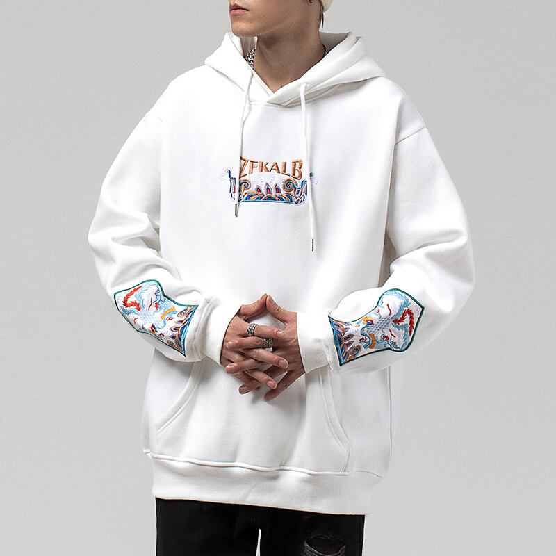 [51Ha Series] ★China Style Parka★ 2color Tops Embroidery Unisex Men's Ethnic Style White Black S M L XL