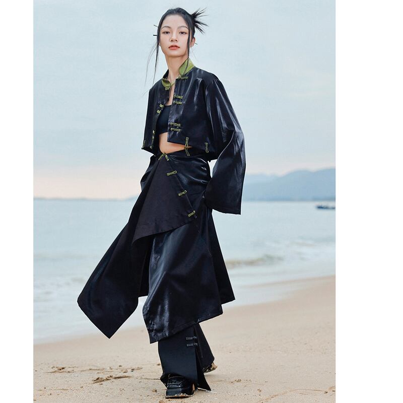 [Big Blue Dragon Series] ★China style coat★ 3 ways to wear Tops Black Black Color scheme Cool