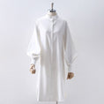 Load image into Gallery viewer, [Hangu Musume Series]★Shirt dress★3color stand neck blue light brown white blue white
