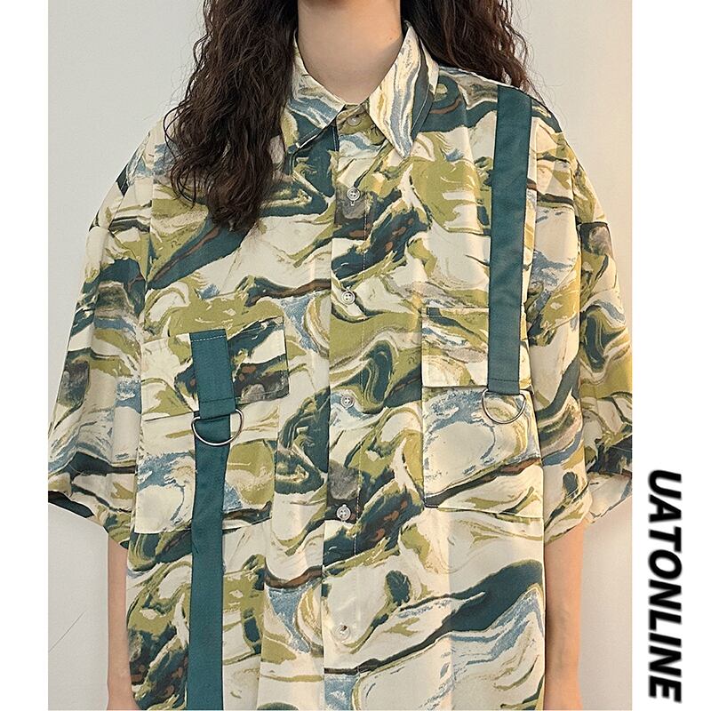 [UATONLINE Series]★Shirt★ Tops Print Fashion Unisex Men's Summer Clothes Cute Short Sleeve Shirt