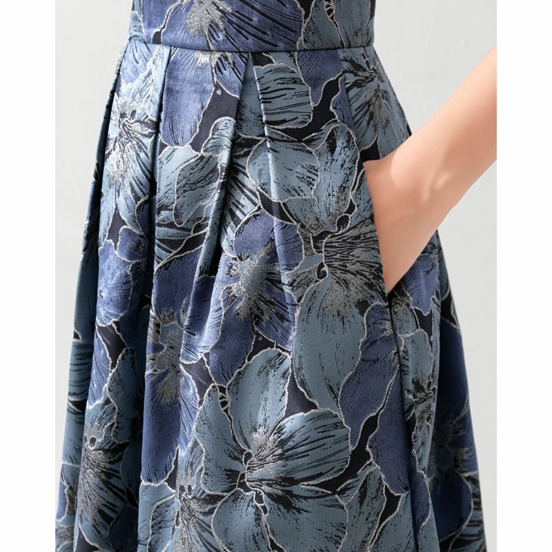 [MOERBEN Series]★Skirt★ Bottoms Floral pattern skirt Oil painting style Blue Blue High waist Cute