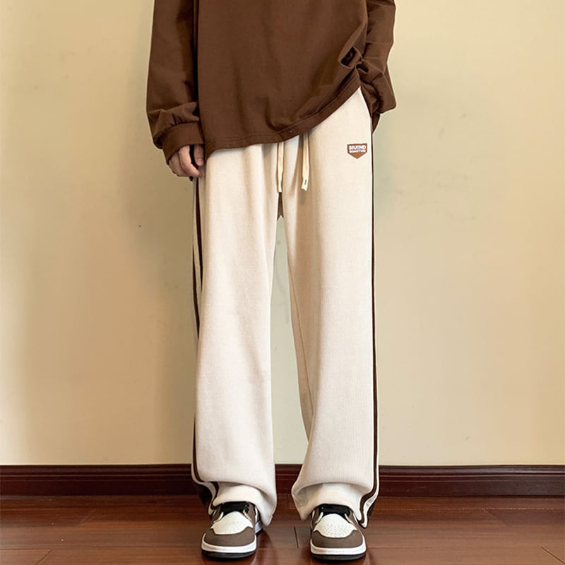 [NANSHI Series] ★Casual Pants★ 3color Bottoms Pants Unisex Men's Vertical Stripes Black Beige Coffee Color