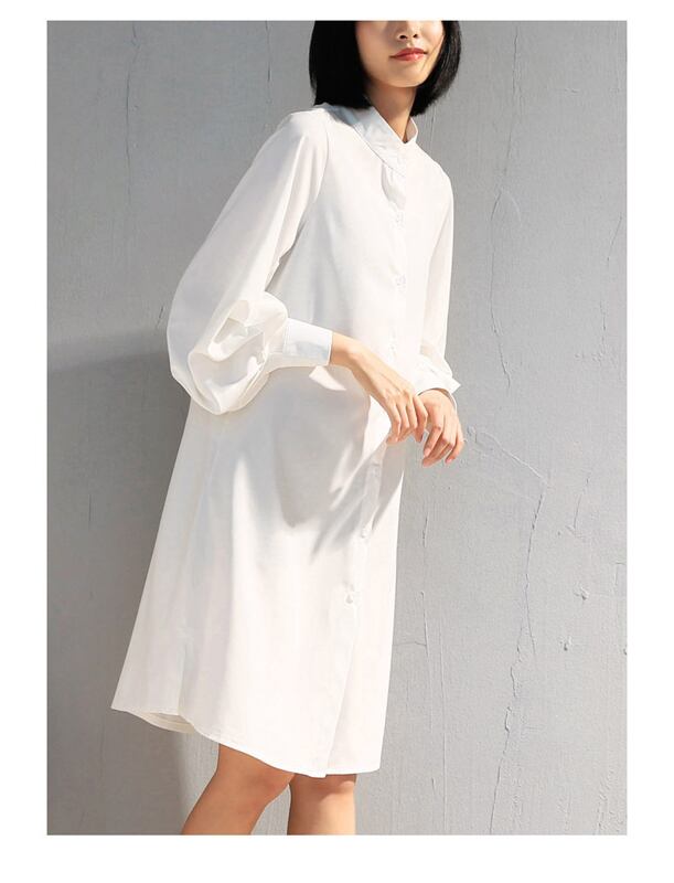 Shirt Dress Women's Fashion Simple Commuting OL Office Lantern Sleeve Large Size SML XL 2XL Thick