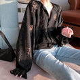 Load image into Gallery viewer, Shirt Blouse Lace Lantern Sleeve Free Size Black Loose Cute
