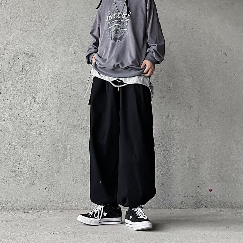 [Miyakoya Series]★Casual Pants★ 3color Brown or Green or Black Pants Bottoms Wide Pants Gaucho Pants