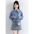 Load image into Gallery viewer, [WEIWU Series]★Shirt★ Tops Ladies Simple Commuting Easy to Match Blue Blue Standard Cute
