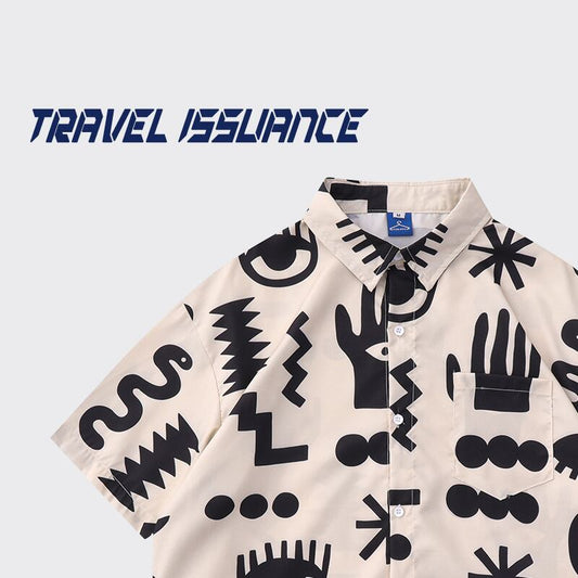 [TRAVEL ISSUANCE Series]★Shirt★ Hawaii Aloha Shirt Unisex Men's Short Sleeve Shirt Cute