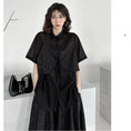 Load image into Gallery viewer, [YIDAO Series]★Setup★ 2-piece set, top and bottom set, black, slimming, fashion, loose
