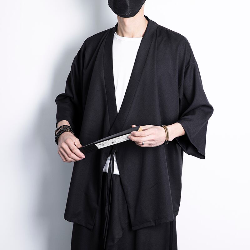 [MUFENG Series] ★Happi coat★ 2color Plain Chinese Style Unisex Men's Large Size Black White