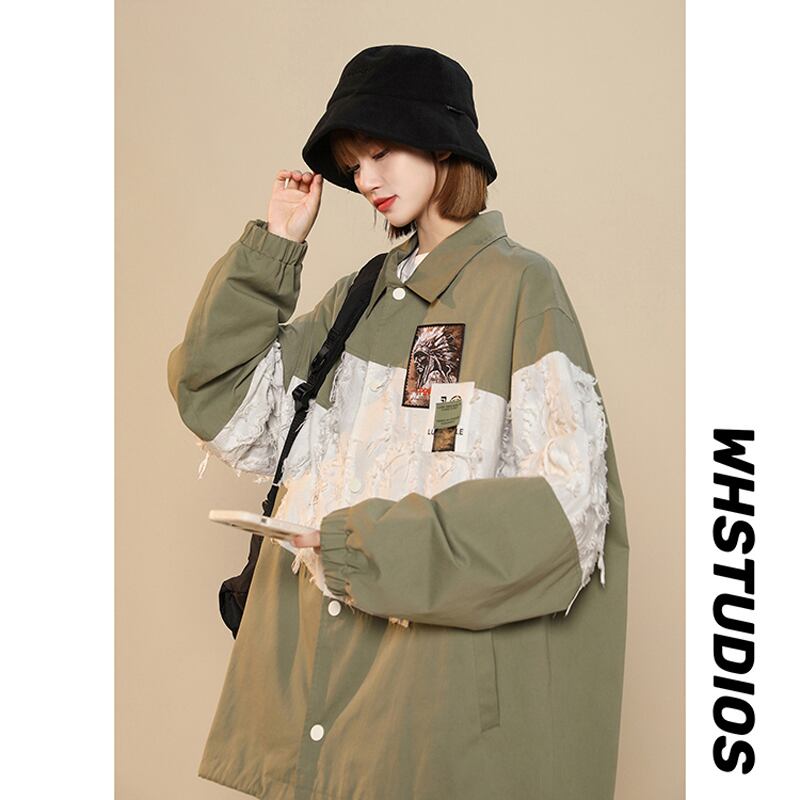 [Fujiiman Series] ★Jacket★ Outerwear 3color switching Unisex Unique black green brown