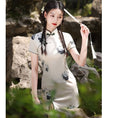 Load image into Gallery viewer, [Daughter fish series]★Cheongsam dress★Short length Chinese style dress Panda cute slimming wear
