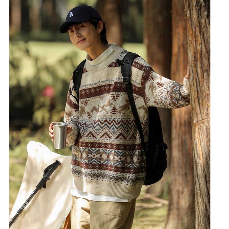 [Pvpvpv series] ★Sweater★ 2color knit tops Christmas unisex men's deer casual easy to match