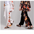 Load image into Gallery viewer, [Mumuki Series] ★Chinese-style pants★ 2 colors, black or white, fan pattern, stylish, gaucho pants, gaucho, casual
