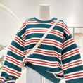 Load image into Gallery viewer, [Rakupei Series] ★Tops★ Horizontal striped pattern Color scheme Fashion Green Green Women's S M L XL Cute
