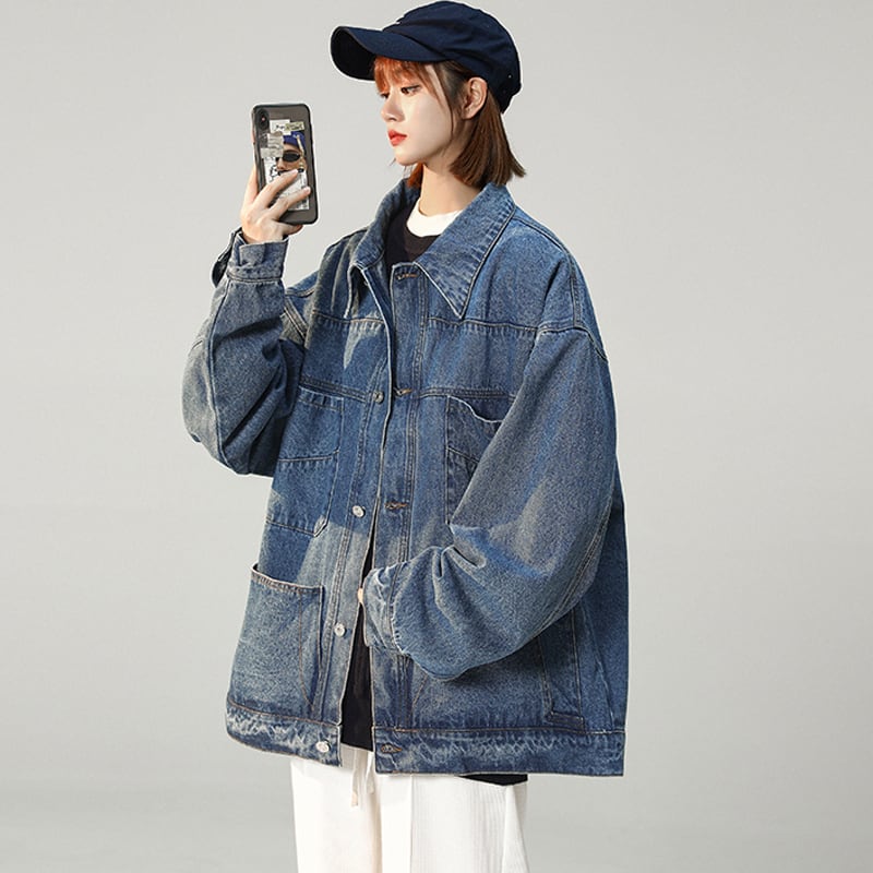 [CHAOMEICHEN Series] ★Jacket★ Outer Denim Jacket Unisex Men's Jeans Blue Blue