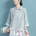 Load image into Gallery viewer, [Qing Series]★China style tops★ 5color Summer Embroidery Blue Green Gray White Purple Pink
