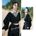 Load image into Gallery viewer, [Big Blue Dragon Series] ★China style tops★ Fake layered, design, slimming, enhances femininity, black, black
