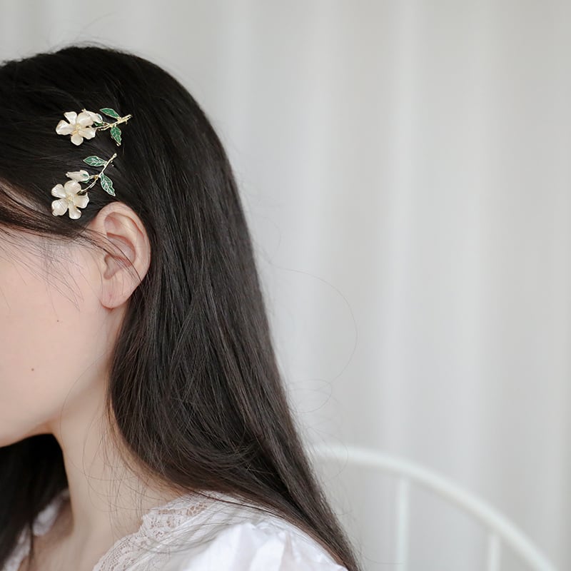 [SUZEE Series]★China Style Hair Ornament★ Hairpin Pair Gardenia Flower Ladies Accessories Literary Style Retro