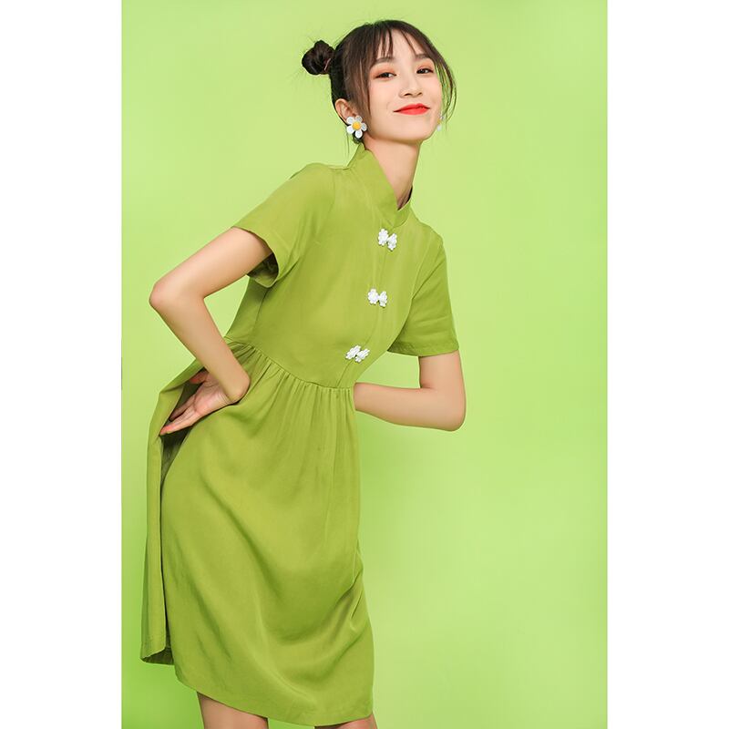 [JIUYUE series]★China style dress★ 2color short length girls' night out large size black black green green