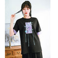 Load image into Gallery viewer, [Kokaisha --- Bamboo Series] ★China style T-shirt★ Tops Bamboo pattern embroidery Original Cotton Fringe
