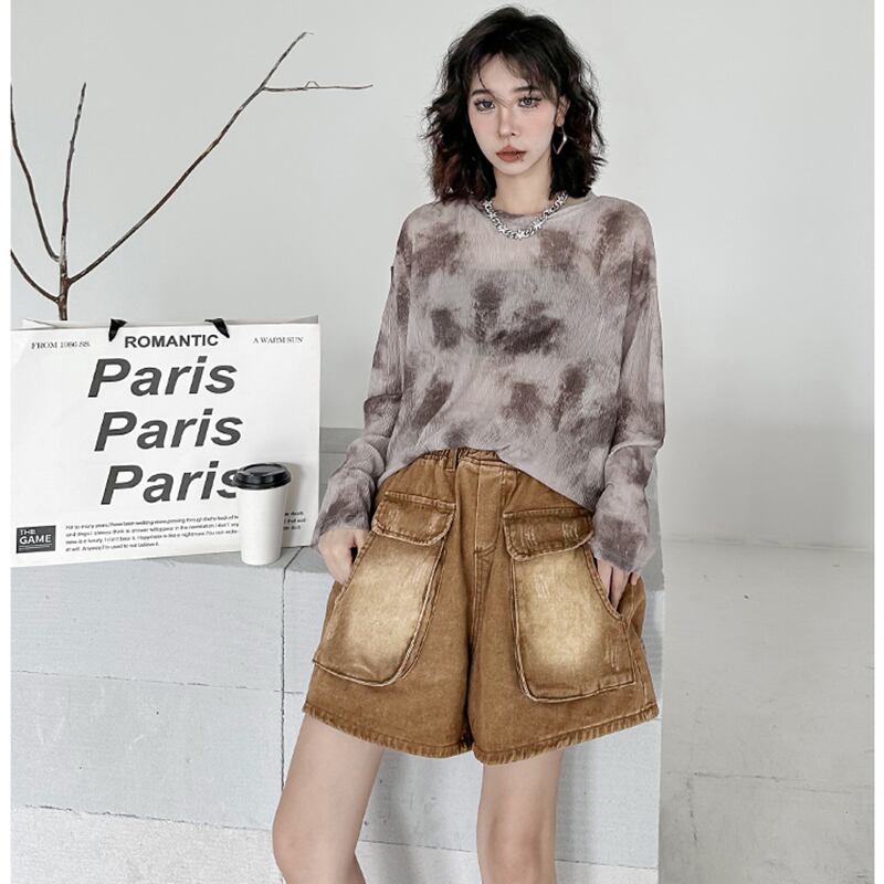 [YIDAO Series]★Shorts★ 3color Denim Pants Short Length Pants Trousers Brown Black Purple