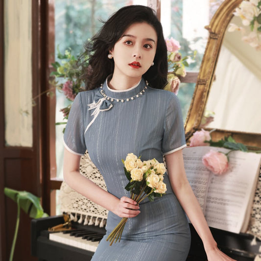 [RUYUN Series]★Cheongsam dress★ 2color Chinese style dress Elegant Temperament enhancement Large size