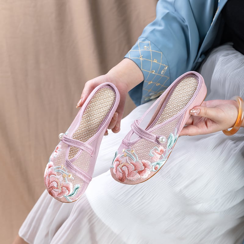 [BAIQIN Series]★Embroidered shoes★ Size 34-40 3color Shoes Chinese style shoes Summer Thin Retro Cool