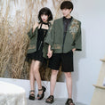 Load image into Gallery viewer, [Kyodo Series] ★China style outerwear★ 2color black or green happi coat dragon embroidery unisex couple clothes men's cotton linen
