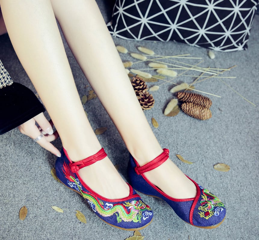 5colors Embroidered shoes Handmade shoes Chinese shoes Chinese style shoes Chinese style buttons Tang-style Hanfu shoes Ethnic style Retro canvas Rubber 34 35 36 37 38 39 40 41 Beige Black Red Green Blue