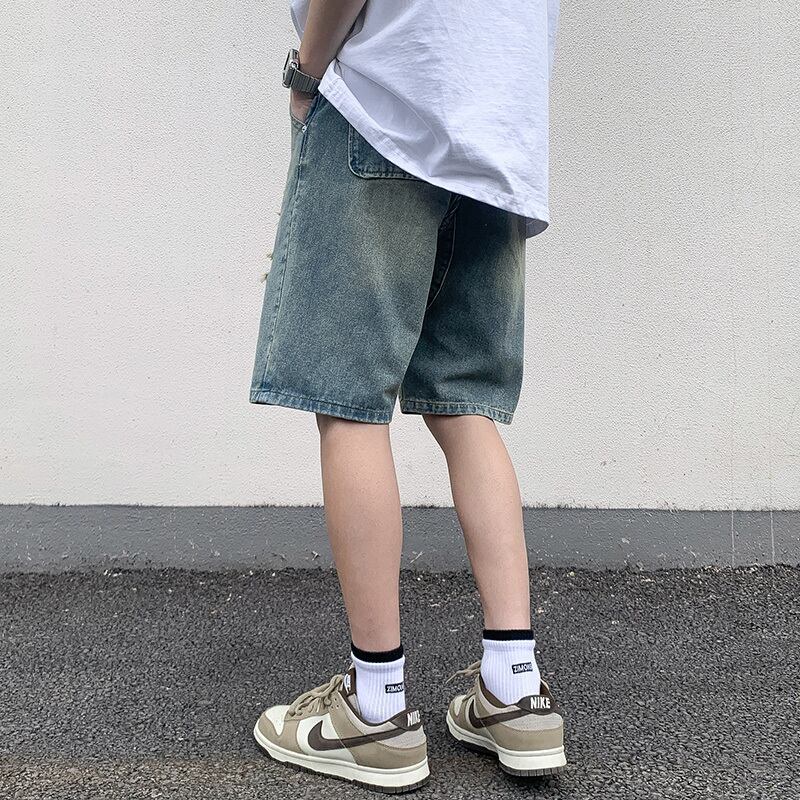 [BIGEMAN Series]★Denim shorts★Bottoms, short length pants, unisex, men's, large size, distressed finish