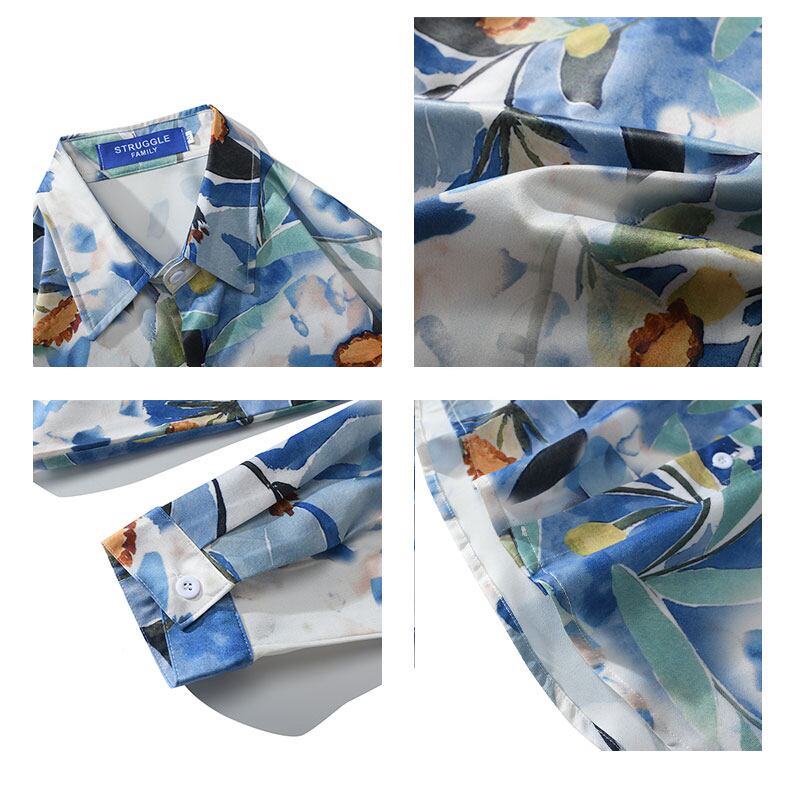 [JINKESEN Series]★Oil painting style shirt★ Tops Spring/Summer Thin SML XL 2XL Unisex Men's Easy to match Blue