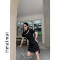 Load image into Gallery viewer, [Hmaimai Series] ★China style dress★ Sexy short sleeve short length cheongsam dress slimming black
