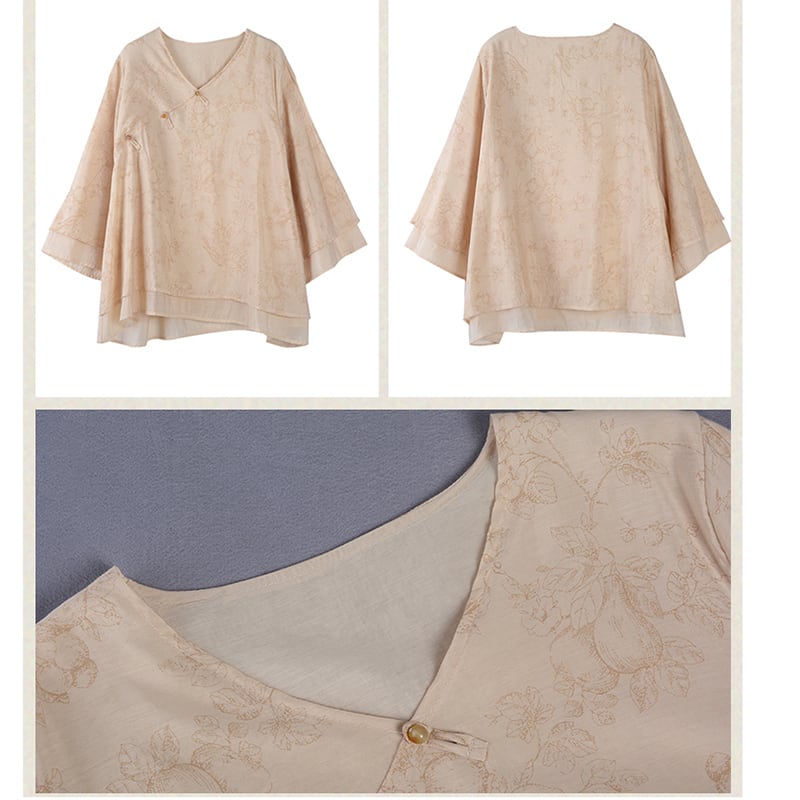 [Qing Series]★Chinese style tops★ 3color Chinese style shirt, Chinese clothes, summer clothes, cool V-neck, casual