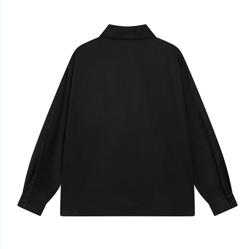 [TRAVEL ISSUANCE Series]★Shirt★ 2color Tops Long Sleeve Shirt Unisex Men's Black White ML XL 2XL