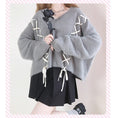 Load image into Gallery viewer, [Nekogan Series]★Sweater★ 2color Black or Gray Tops V-neck Fluffy Loose Black Date Cute
