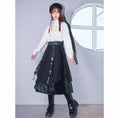 Load image into Gallery viewer, [Ancient monster house---Shanhai-kei series] ★China style skirt★ Velvet with belt Thick Black Black S M L XL
