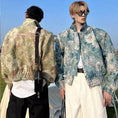 Load image into Gallery viewer, [Hisho Series] ★Floral pattern jacket★ 2color oil painting style outerwear unisex men's green blue short length
