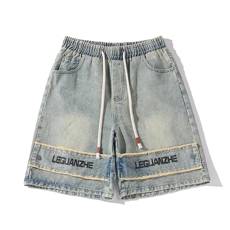 [BIGEMAN Series] ★Shorts★ Denim pants Fashion Casual Stylish Unisex Men's Alphabet Blue