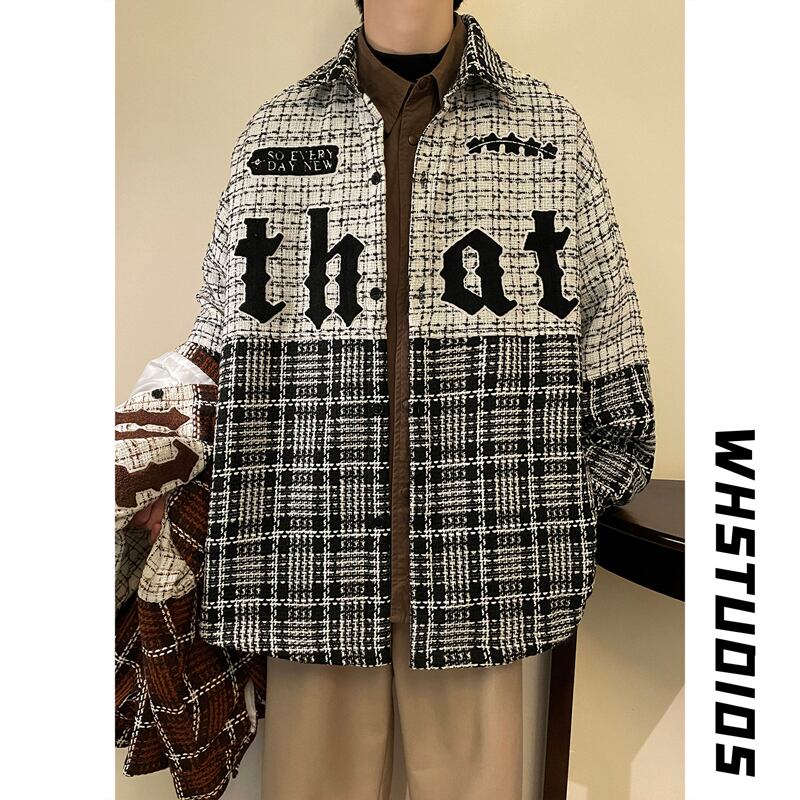 [YOULIN Series] ★Outer★ 3color Unisex Men's Plaid Pattern Coffee Color Green Black