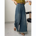 Load image into Gallery viewer, [Togawa Series] ★Denim Pants★ Gaucho Pants Trousers Bottoms Wide Pants Blue Blue ML
