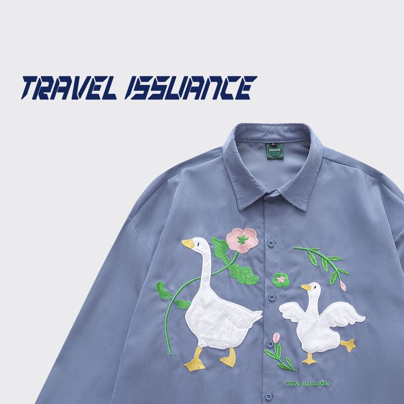 [TRAVEL ISSUANCE Series]★Shirt★ 2color Tops Cartoon Long Sleeve Shirt Unisex Men's Camo