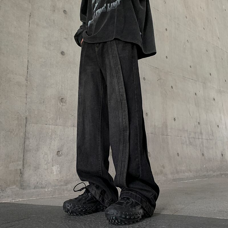 [NANSHI Series]★Denim pants★ 2color bottoms pants unisex men's simple easy to match black blue