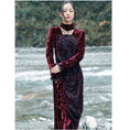 Load image into Gallery viewer, [Daiseiryusu Series] ★China style dress★ Long length velvet wine red red original retro
