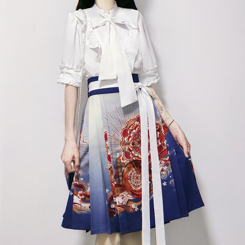 [Dust Smoke Cloud Dream --- Biwa Song Series] ★China style skirt★ Bottoms, wind skirt, Chinese elements, Chinese clothes, print, cute