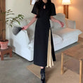 Load image into Gallery viewer, [DONGXIAOJIE series] ★China style dress★ Summer clothes, fake layered, large size, slimming, plain color, commuting
