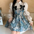 Load image into Gallery viewer, [NANA Series]★Setup★ Shirt + Hanging Dress Oil Painting Style 2 Piece Set White Blue SML Cute Short Length
