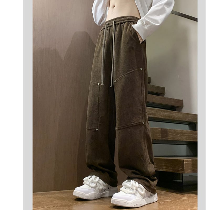 [DFBL Series]★Casual Pants★ 3color Bottoms Trousers Corduroy Unisex Men's Black Coffee Color Gray