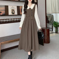 Load image into Gallery viewer, [Dong Xiaojie Series] ★Long Sleeve Dress★ Large Size Women's Dress Faux Layered Dark Brown
