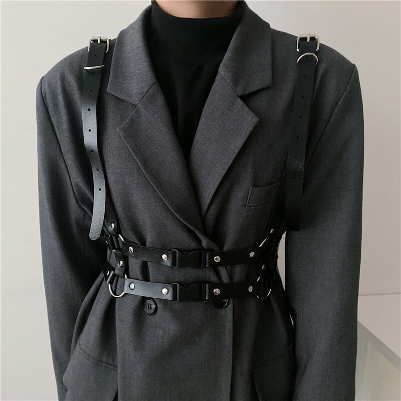 [Yuwei Series] ★Belt★ Accessory PU Accessory Black Black Easy to match Unique Stylish Cool Unisex