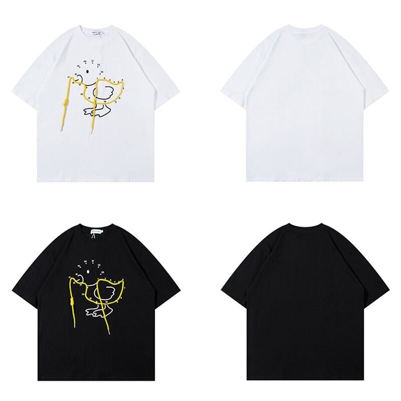 [TRAVEL ISSUANCE Series] ★T-shirt★ 2color Tops Unisex Men's Duck Clock Funny Black White